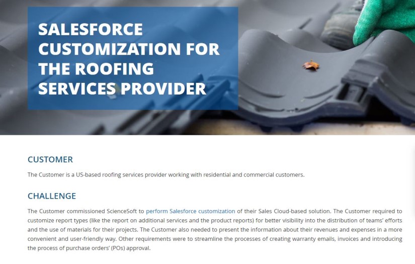SALESFORCE CUSTOMIZATION FOR THE ROOFING SERVICES PROVIDER screenshot 1