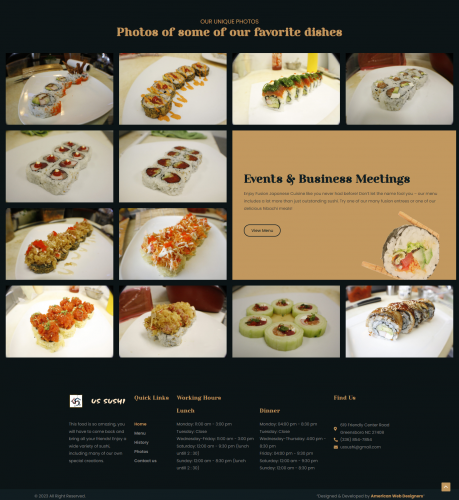 US-SUSHI Website Development by American Web Designers INC screenshot 2