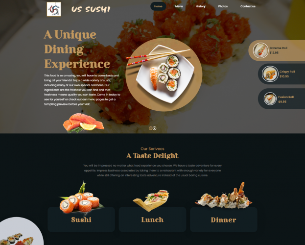 US-SUSHI Website Development by American Web Designers INC screenshot 1
