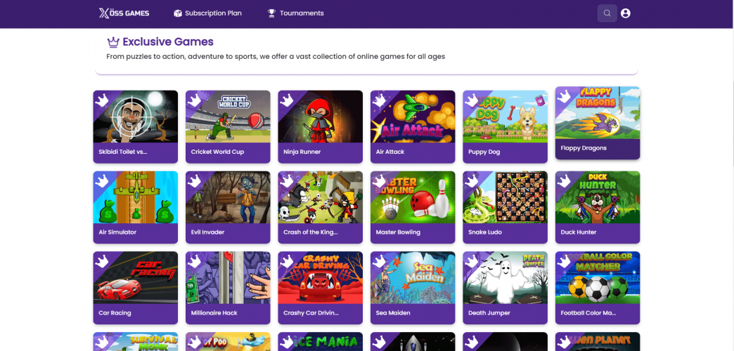 Xoss Games Subscription Based Games Web Portal screenshot 3