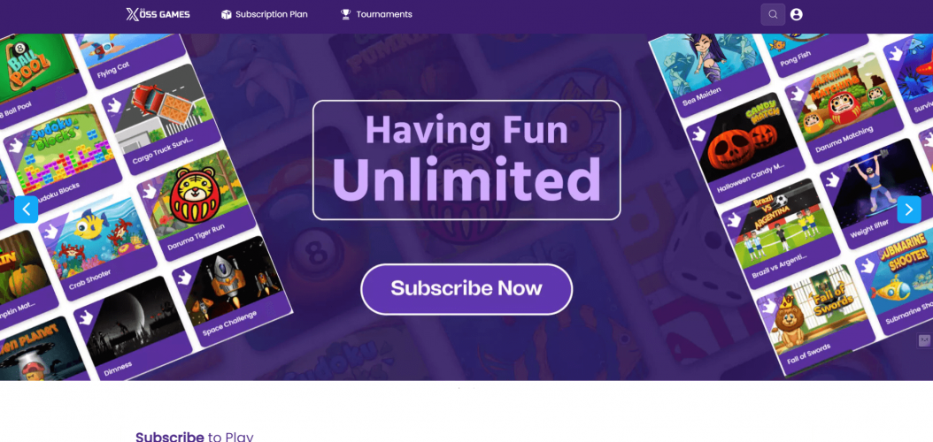 Xoss Games Subscription Based Games Web Portal screenshot 2