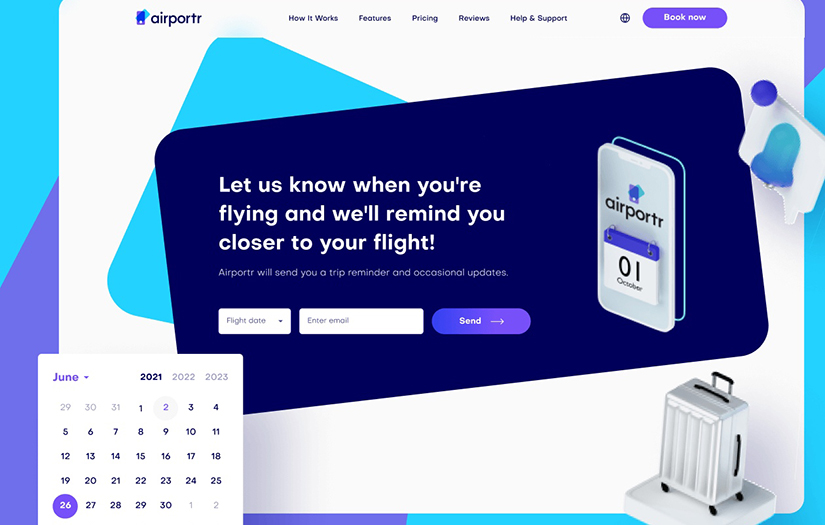 Airportr website screenshot 1