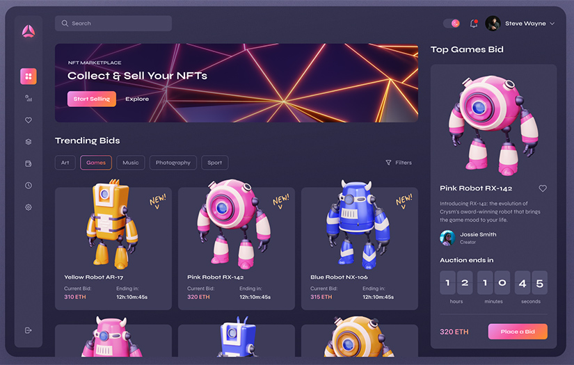 Crysm NFT marketplace dashboard screenshot 1