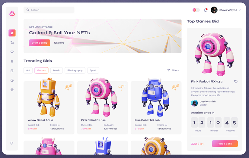 Crysm NFT marketplace dashboard screenshot 2