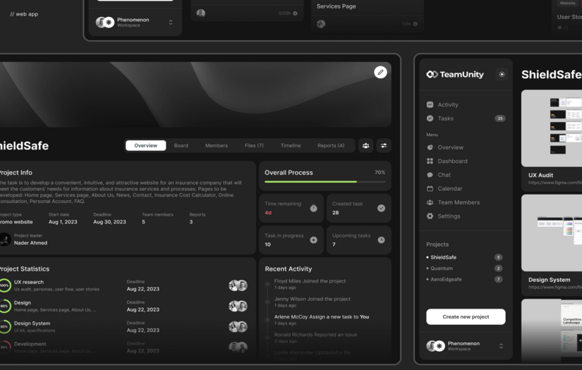 TeamUnity - project management and collaboration platform design screenshot 1