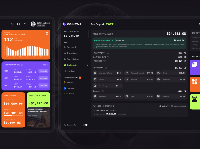 CoinTax - crypto tax reporting web application screenshot 1