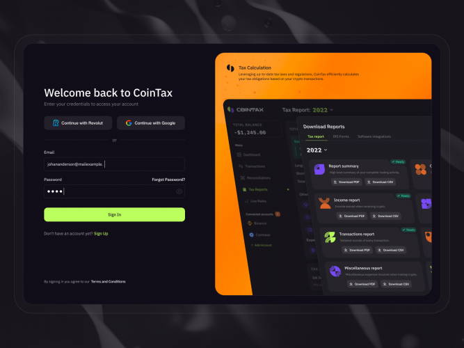 CoinTax - crypto tax reporting web application screenshot 4