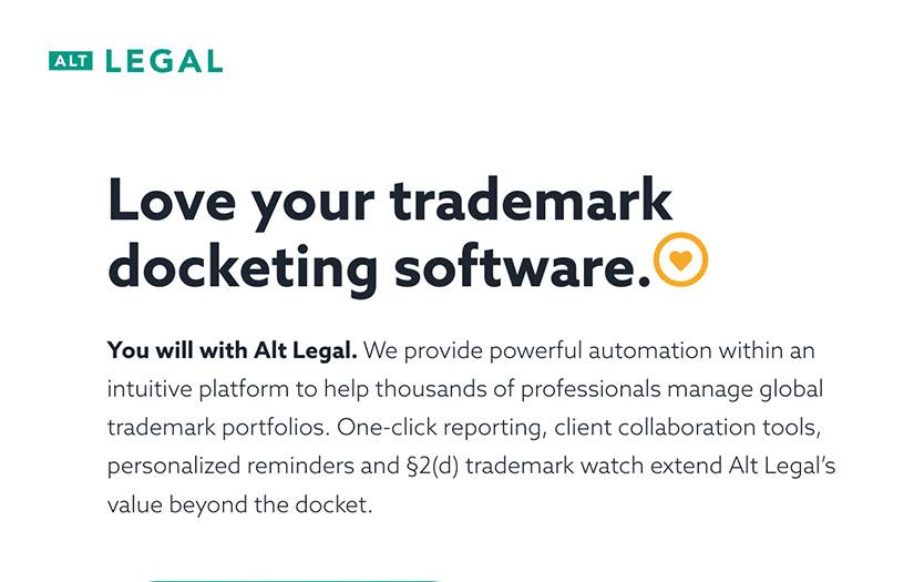 Alt Legal | Trademark Docketing Software screenshot 1