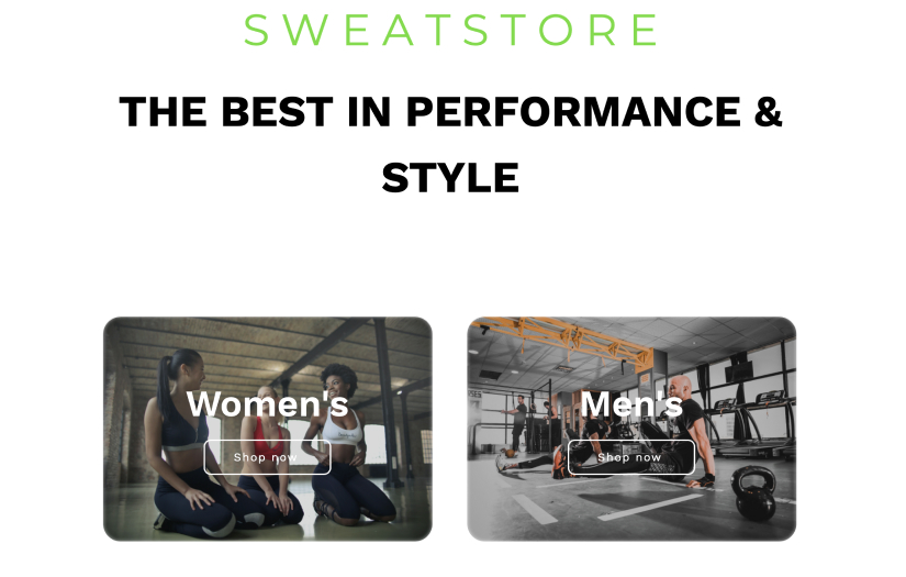Website for activewear shop screenshot 2
