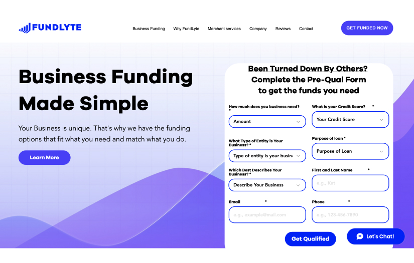 SEO and web design for funding company screenshot 1