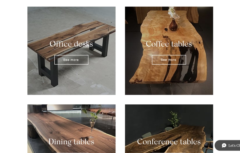 Website for luxury wood furniture screenshot 2
