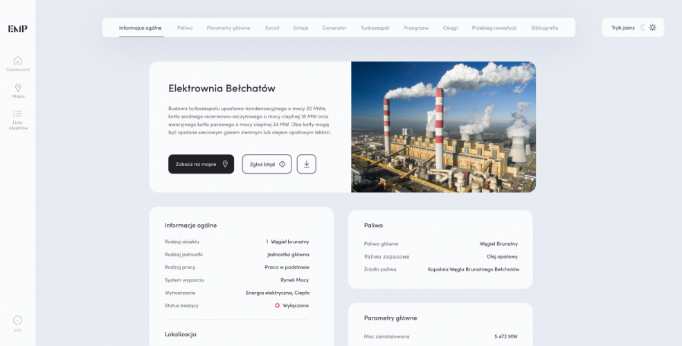 Polish electricity dashboard & map screenshot 2