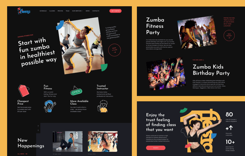 Web portal for dance & fitness school in Singapore screenshot 1