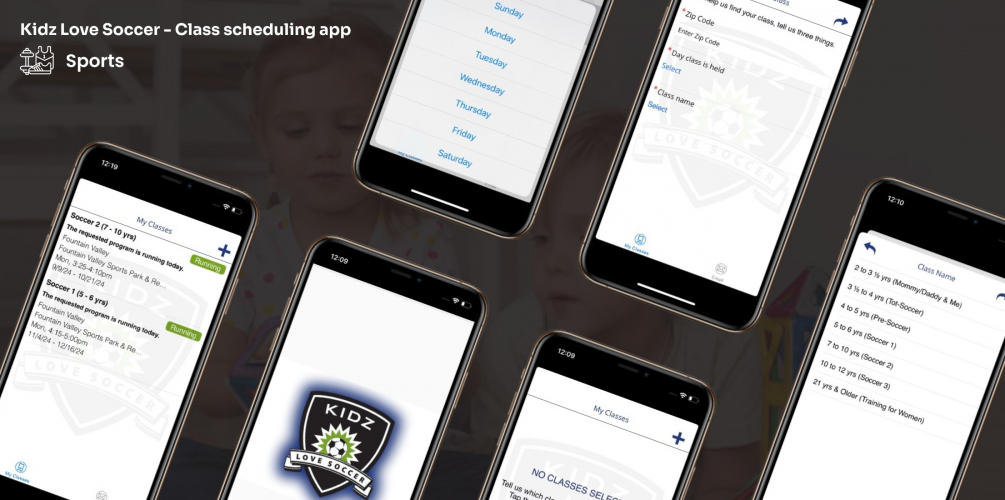 Kidz Love Soccer – Class scheduling app screenshot 1