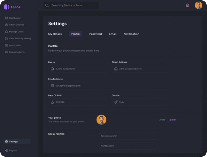 Smart Home Security and Energy Management System Development screenshot 3