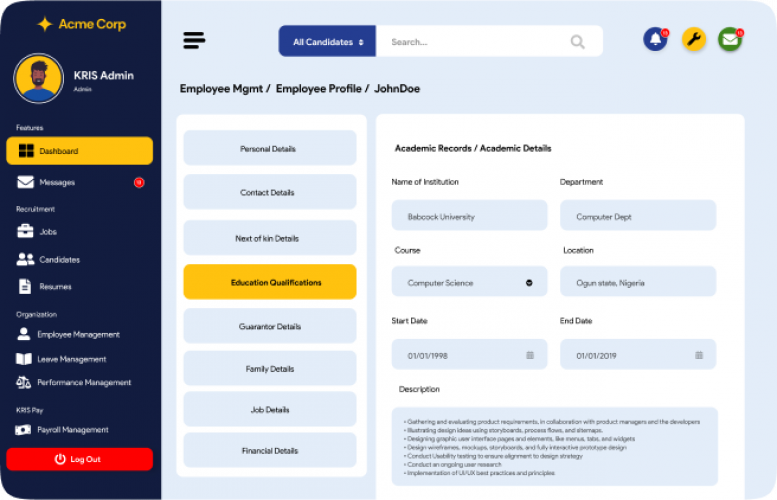 SaaS Platform Development for Work and HR Management Automation screenshot 1