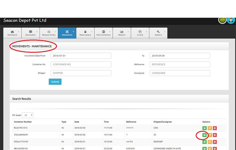 CONTAINER MOVEMENT TRACKING SOLUTION screenshot 8