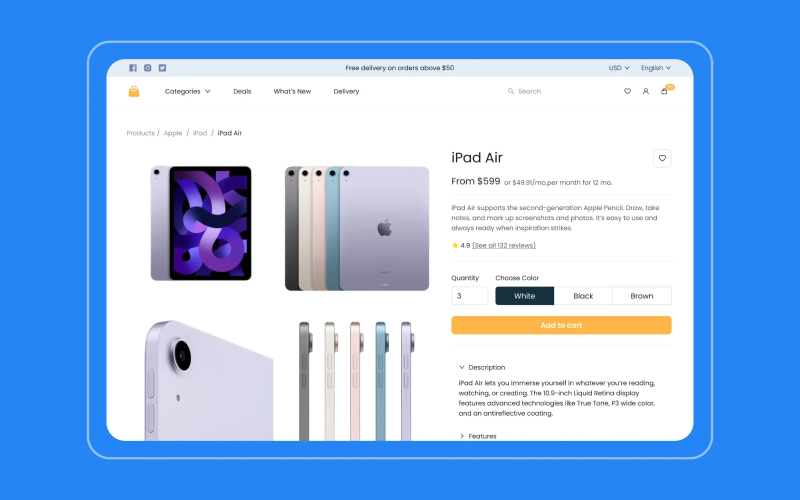 Online shop development screenshot 1