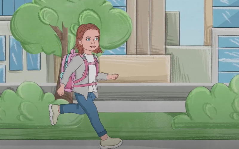An animated video about choosing a school backpack. screenshot 1