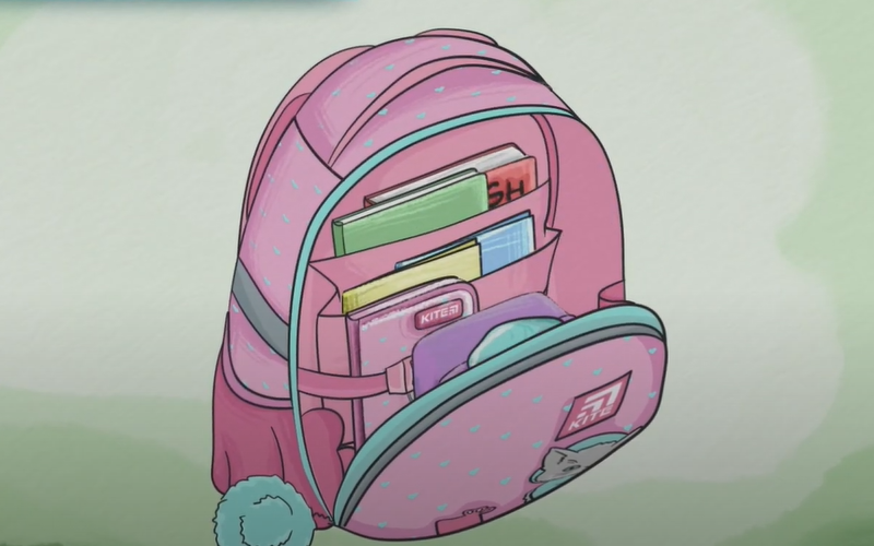 An animated video about choosing a school backpack. screenshot 2