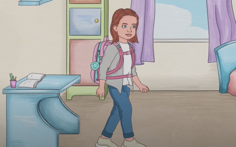 An animated video about choosing a school backpack. screenshot 3