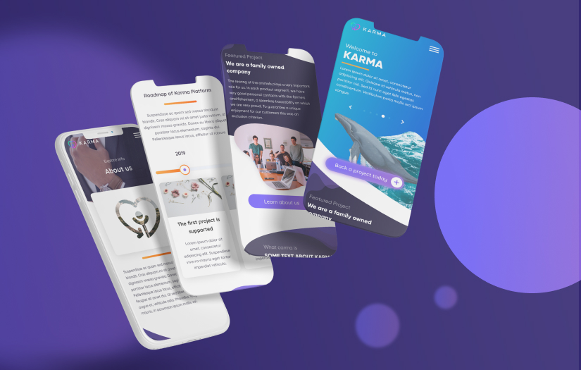 Karma - crowdfunding website design concept screenshot 1