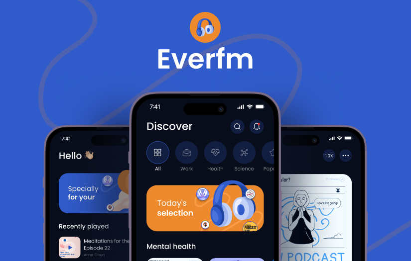 Flutter cross-platform mobile app development (iOS, Android) - Ever.fm - the universe of podcasts screenshot 1