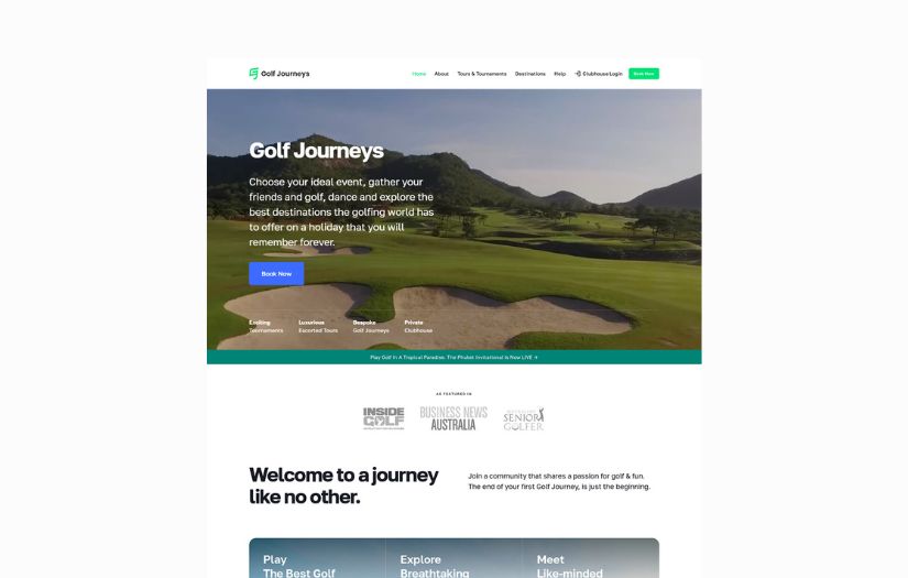 Golf Journeys Company Website screenshot 1