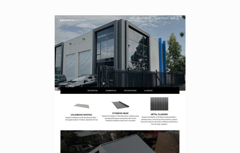 Aesthetic Roofing Company Website screenshot 1