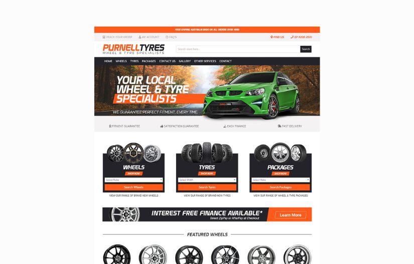 Purnell Tyres Company Website screenshot 1