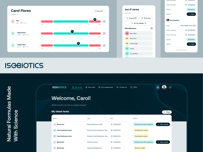 The Isobiotics is a comprehensive web portal that provides customers with easy access to their test results and personalized recommendations. screenshot 3