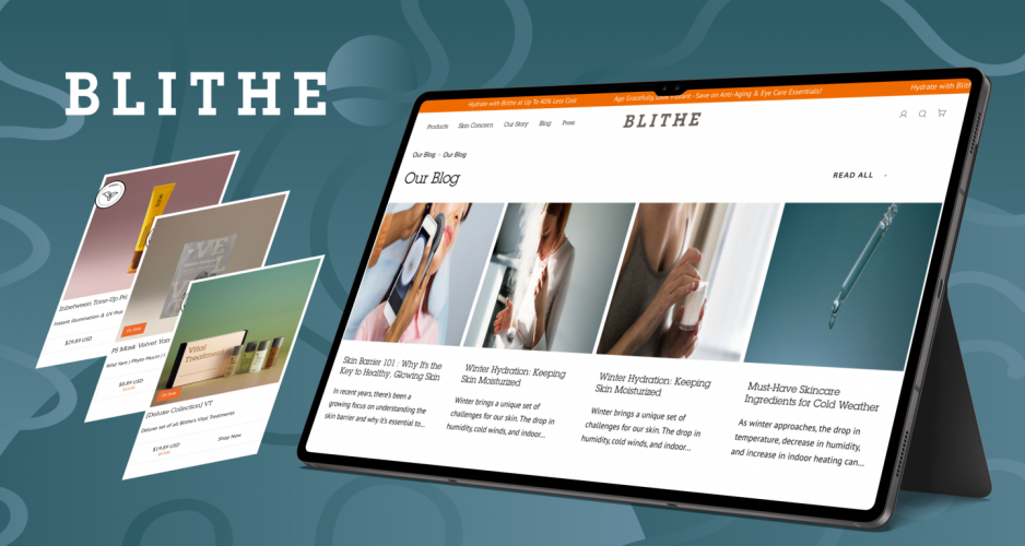 Blithe is a skincare brand with a Shopify online store screenshot 1