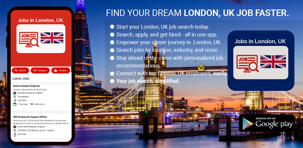 Jobs in London, UK – Mobile Job Search App screenshot 1