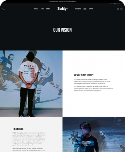 Buddy Hockey | Clothing Brand | Web Design screenshot 2
