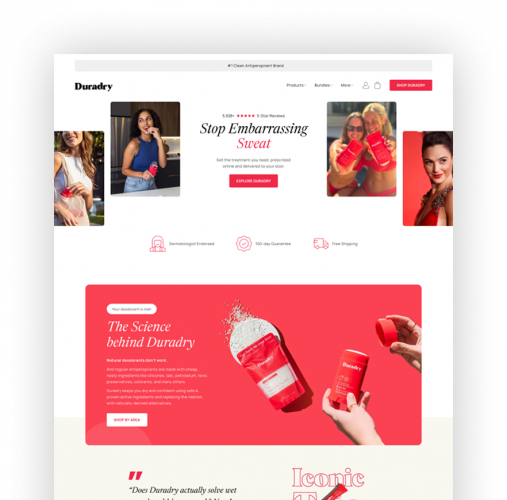 Duradry | Body care Brand | Web Design screenshot 1
