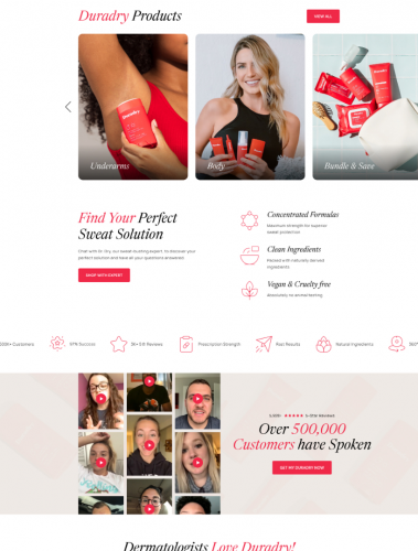 Duradry | Body care Brand | Web Design screenshot 3