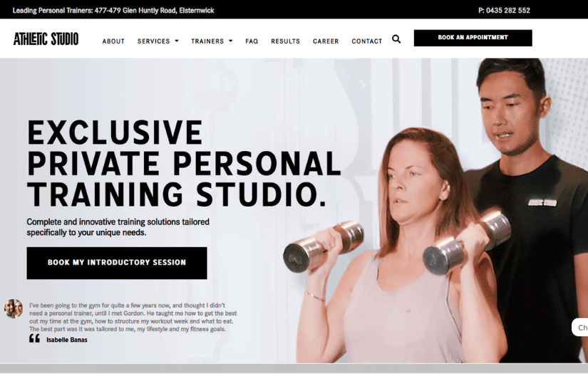 WordPress Website for Personal Training Studio screenshot 1