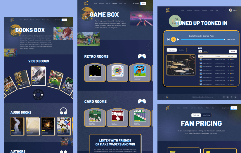 Website for 3BX, a platform for independent artist screenshot 2