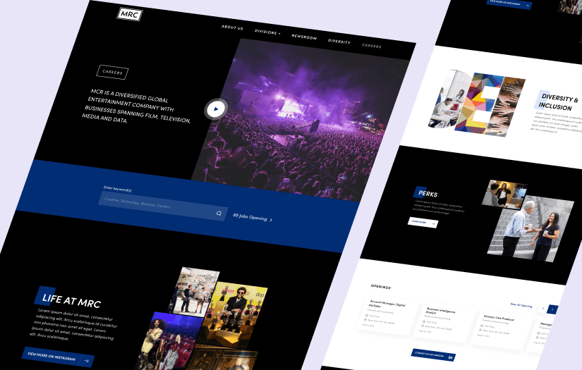 Website for MRC, an Entertainment Company screenshot 1