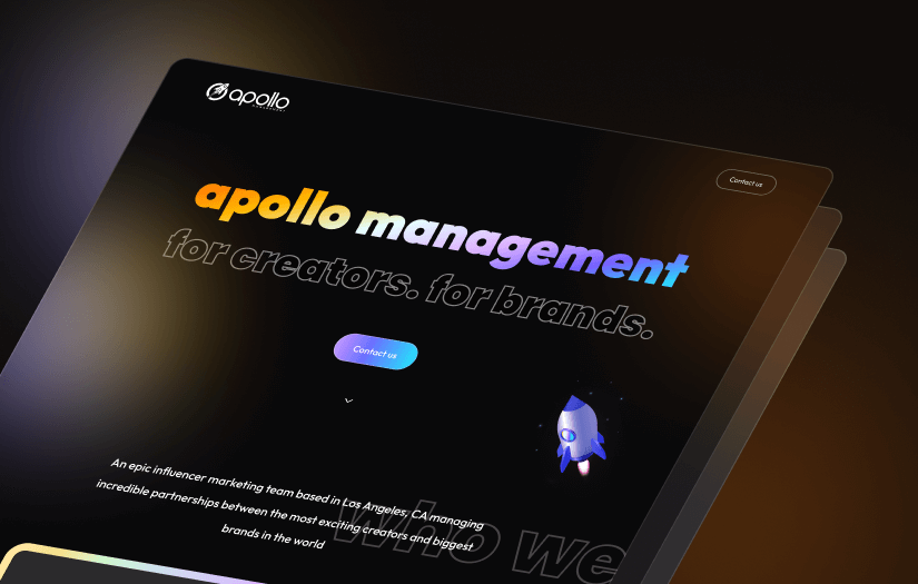 Website for Apollo, a talent management agency screenshot 2