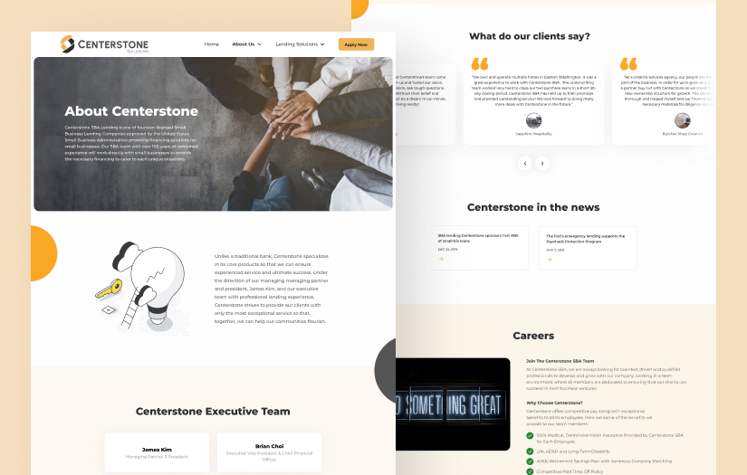 Website for Centerstone, a SBA lending company screenshot 2