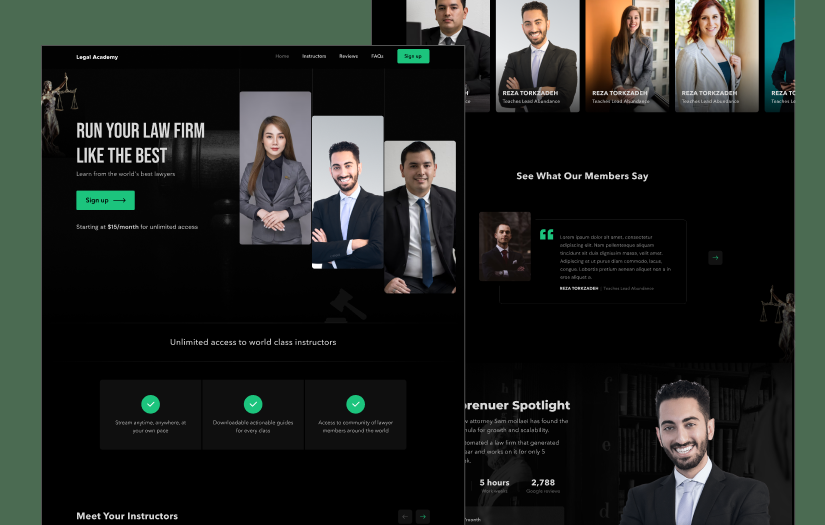 Website for MyLegalAcademy, a legal tech startup screenshot 2