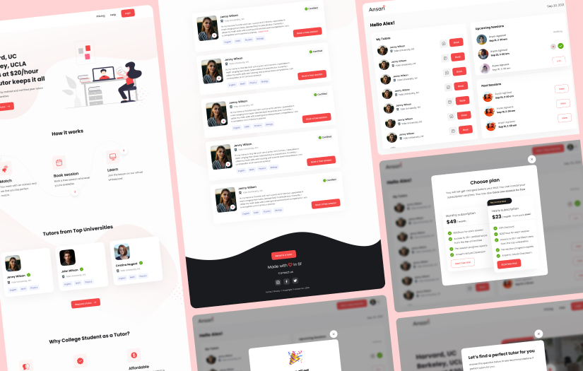 Web App for Peerlinc, an online tutoring company screenshot 2
