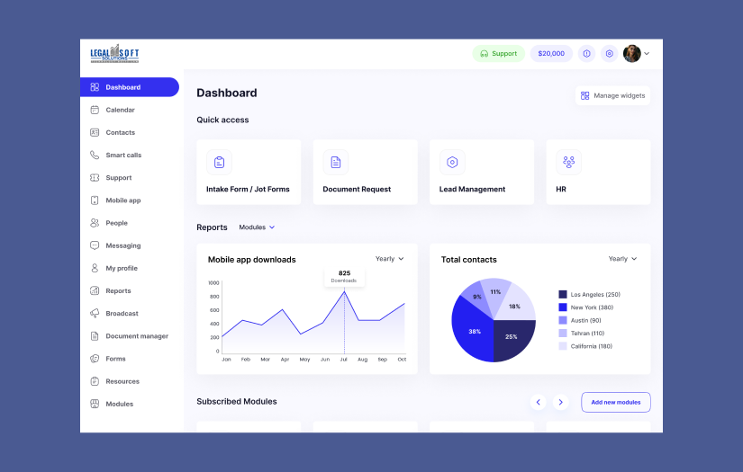 Software for LegalSoft, a legal tech startup screenshot 2