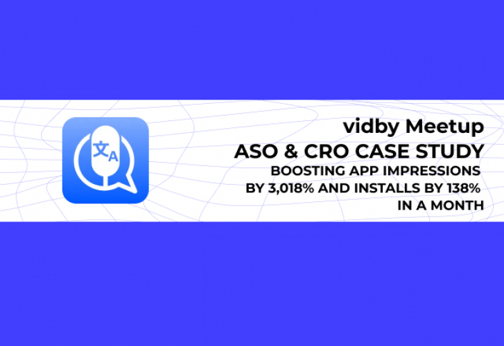 Text ASO and CRO Loop Strategy for vidby MeetUP: Boosting App Impressions by 3,018% and Installs by 138% in a Month screenshot 1