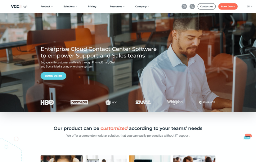 VCC -  Website Redesign for a Contact Center Software screenshot 1