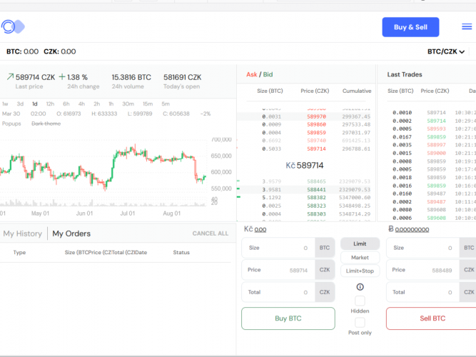Development of the Coinmate cryptocurrency exchange screenshot 1