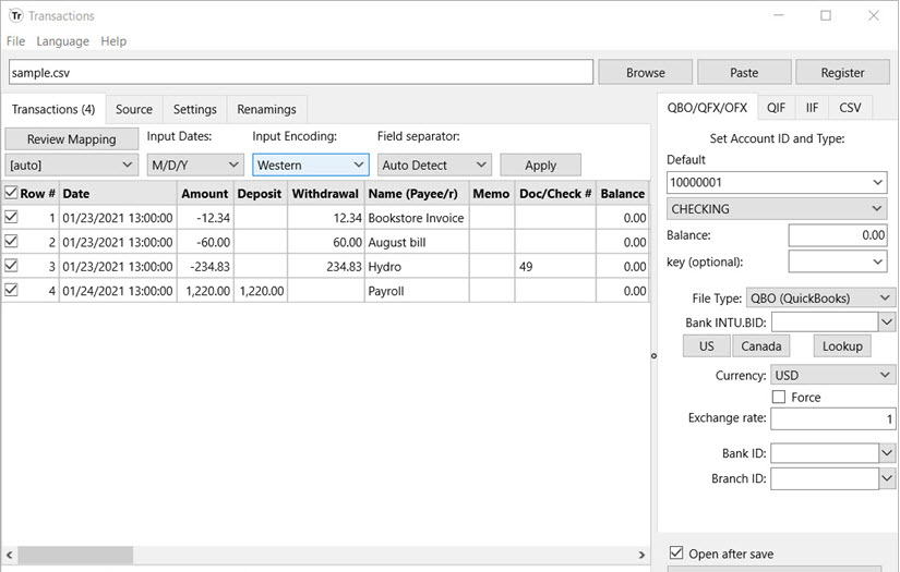 Transactions app screenshot 1