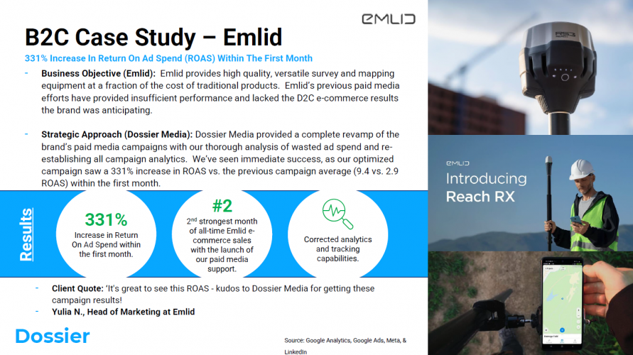 331% Increase In Return On Ad Spend (ROAS) Within The First Month screenshot 1