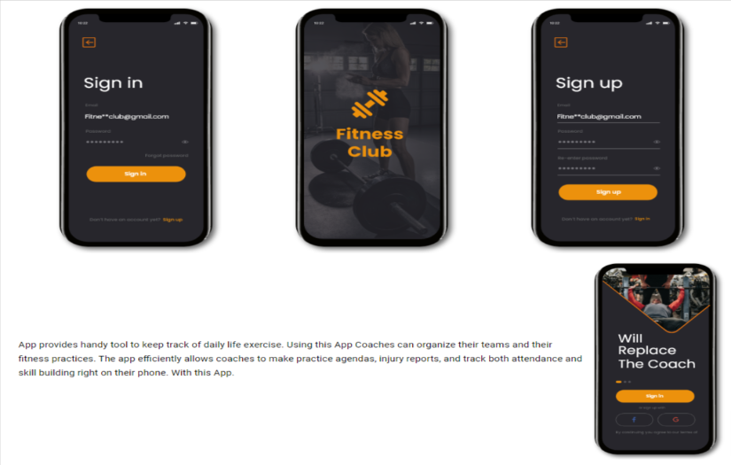 Fitness Application screenshot 1
